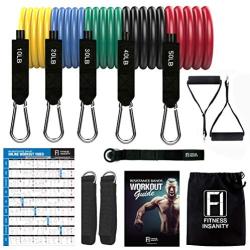 Fitness Insanity Resistance Bands Set - 5-Piece Exercise Bands - Portable Home Gym Accessories - Stackable Up to 150 lbs. - Perfect Muscle Builder for Arms, Back, Leg, Chest, Belly, Glutes