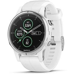 Garmin fēnix 5S Plus, Smaller-Sized Multisport GPS Smartwatch, features Color Topo Maps, Heart Rate Monitoring, Music and Pay, White/Silver (010-01987-00)