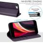 SHIELDON iPhone SE 2020 Case, iPhone 8 Wallet Case, Genuine Leather iPhone 7 Flip Magnetic Cover Card Slots Carry-All with Kickstand TPU Shockproof Case Compatible with iPhone SE2/8/7 - Dark Purple