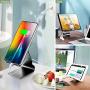 Cell Phone Stand Holder 2020 Aluminum Desktop Cellphone Cradle Dock with Cable Collective, Anti-Slip Base and Convenient Charging Port for iPhone 11 Pro Max, Bedside Table, Office, Desk Accessories