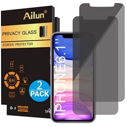 Ailun Privacy Screen Protector for iPhone 11/iPhone XR 6.1Inch 2 Pack Japanese Glass 0.25mm Anti Spy Tempered Glass Anti Scratch Case Friendly