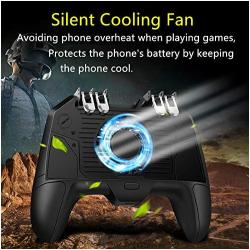 [The Latest Version] Mobile Game Controller 4 Trigger with 4000mAh Power Bank Cooling Fan for PUBG/Call of Duty/Fotnite [6 Finger Operation] L1R1 L2R2 Gamepad Trigger for 4.7-6.5" iOS Android Phone