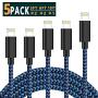 Lightning Cable, MFi Certified iPhone Charger 5 Pack Charging USB Syncing Data Nylon Braided Compatible iPhone