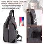 Seoky Rop Sling Bag for Men Women Shoulder Crossbody Bag with USB Charging Port for Travel Hiking Cycling Gray