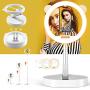 Zecti 10 inch Ring Light with Stand and Phone Holder, LED Selfie Light Ring with Dimmable 3 Color Modes and 10 Brightness for Live Stream Makeup Photography Compatible with iPhone Xs Android-White