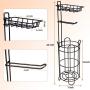 FORUP Freestanding Metal Toilet Paper Roll Holder Stand and Dispenser with Storage Shelf for Cell, Mobile Phone, 4 Raised Feet Bathroom Storage Shelf Organization, Bronze