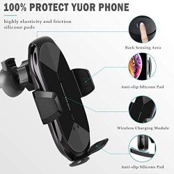 Wireless Charger Car Touch Sensing Automatic Retractable Clip Fast Charging Compatible for iPhone Xs Max/XR/X/8/8Plus Samsung S9/S8/Note 8