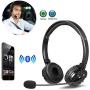 Bluetooth Headphones with Microphone LUXMO Wireless Bluetooth Headset [Noise Cancelling & Listen to Music] with Mic Car Phone Headset for iPhone Android Cellphone Office Call Center Skype Truck Driver