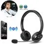 Bluetooth Headphones with Microphone LUXMO Wireless Bluetooth Headset [Noise Cancelling & Listen to Music] with Mic Car Phone Headset for iPhone Android Cellphone Office Call Center Skype Truck Driver