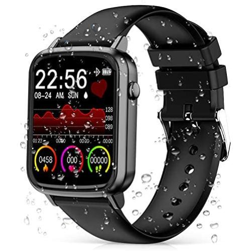 2020 CEGAR Fitness Tracker, Smart Watch with Heart Rate, Ip68 Waterproof Bluetooth Smartwatch for Android iOS Phone, Sleep Tracking Calorie Counter,Pedometer for Women Men (Black)