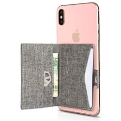 Cell Phone Wallet Stick on Card Holder Phone Pocket for iPhone, Android and All Smartphones (Charcoal Grey)
