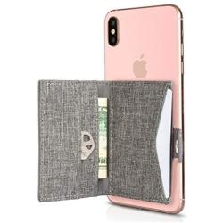 Cell Phone Wallet Stick on Card Holder Phone Pocket for iPhone, Android and All Smartphones (Charcoal Grey)