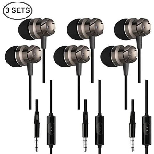 3 Packs Earbud Headphones with Remote & Microphone, SourceTon in Ear Earphone Stereo Sound Noise Isolating Tangle Free for Smartphones, Laptops, Gaming, Fits All 3.5mm Interface Device