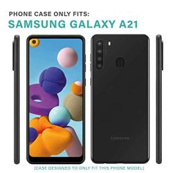 CasemartUSA Phone Case for [Samsung Galaxy A21], [Refined Series][Black] Shockproof Cover with Built-in Kickstand & Belt Clip Holster for Samsung Galaxy A21 (Verzion, Boost Mobile, T-Mobile, Metro)