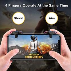 [1 Pair ] Mobile Game Controller Trigger for iPhone Android, PUBG Cellphone Gaming Joystick 4 Fingers Operation, with Sensitive Shoot Aim Keys for Fornite/Knives Out/Rules of Survival