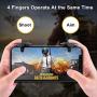 [1 Pair ] Mobile Game Controller Trigger for iPhone Android, PUBG Cellphone Gaming Joystick 4 Fingers Operation, with Sensitive Shoot Aim Keys for Fornite/Knives Out/Rules of Survival