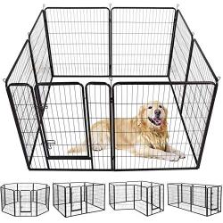 SUNCOO Dog Pen, 8/16 Panels 24/32/40 in Heavy Duty Folding Large Metal Dog Fence, Cat Puppy Pet Exercise Playpen, Indoor Outdoor Anti-Rust Pet Crate Cage Barrier Kennels