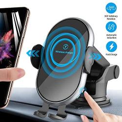 Wireless Car Charger Mount, Sensor Auto Clamping 10W Fast Charging Air Vent Phone Holder Compatible with iPhone 11/11ProMax/Xs/Max/XS/XR/X/8, Samsung S10/S9/S9+/S8/S8+ by Mekkoz (Black)