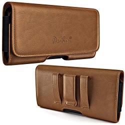 De-Bin iPhone 11 Pro Max, iPhone Xs Max 7 Plus 8 Plus 6s Plus Holster, Belt Case with Clip Cell Phone Pouch Belt Holder for iPhone 11 Pro Max (Fits Phone w/Otterbox Lifeproof Battery Case on) Brown