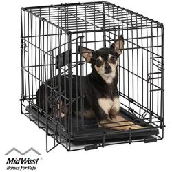 MidWest Homes for Pets Dog Crate | iCrate Single Door & Double Door Folding Metal Dog Crates | Fully Equipped