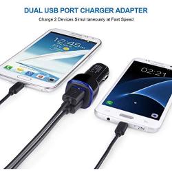 Car Charger, 2.4A 12W AndHot 2 Pack Mini Dual USB Port Car Charger Adapter Plug Compatible with iPhone 11 Pro Max XR XS X 8 7 6S Plus, Samsung Galaxy S10 Note 10 A50, LG, Moto, Google Pixel, Android