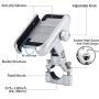 vicelecus Motorcycle Phone Mount, Adjustable Anti Shake Metal Bike Phone Holder for iPhone X/8/7/6 Plus Samsung Galaxy S9/S8/S7/S6 GPS, Holds Devices up to 3.7" Width (Silver)