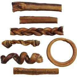 Bully Stick Variety Pack for Dogs | Best Mix of Natural Low-Odor Beef Stix | Pizzle Dental Treat Chews: Straight, Braided, Ring, Spring, Barbell, Pretzel, etc.