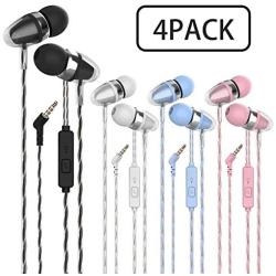 Earbuds Color Headphones Heavy bass Earphone in Ear Headphones Headphones with Microphone Mobile Phone Earphone Wired Earphone 3.5mm Headphones (Mixed Color 4pack)