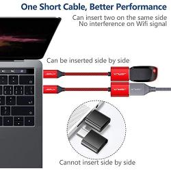 USB C to USB Adapter [2 Pack], JSAUX USB Type C Male to USB 3.0 Female OTG Cable Thunderbolt3 to USB Adapter Compatible with MacBook Pro/Air 2019 2018 2017, Galaxy S20 S20+ Ultra Note 10 S9 S8-Red