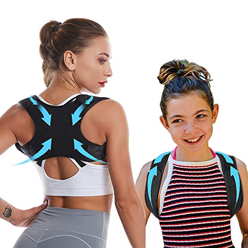 Posture Corrector for Men Women Boys Girls Adjustable Back Straightener Shoulder Brace Breathable Posture Trainer Medium Large for Pain Relief Clavicle Support (Large, Black)