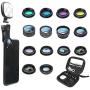 Godefa Phone Camera Lens Kit, 14 in 1 Lenses with Selfie Ring Light for iPhone Xs, Xr,8 7 6s Plus, Samsung and other Andriod Smartphone, Universal Clip on Wide angle+Macro+ Zoom Camera Lenses and More