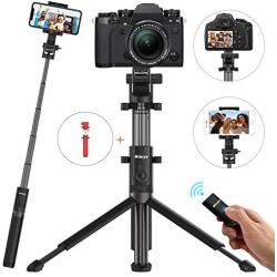 Mituyo Bluetooth Selfie Stick Tripod with Wireless Remote Shutter and Extendable Monopod Compatible with Cameras, iPhone, Samsung, Huawei, Other Smartphones (Black)