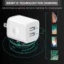 Power-7 USB Wall Charger, 2-Pack 2.1A/5V Dual Port USB Plug Power Adapter Charging Block Cube Compatible with iPhone 11/Xs Max/XR/X, 8/7/6S/6 Plus/5S, Samsung, LG, Moto, Kindle, Android Phones