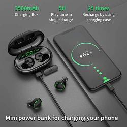 Wireless Earbuds Bluetooth 5.0 with USB Charging Case IPX8 Waterproof HiFi Stereo Noise Cancelling Headphones in Ear Built in Mic Headset 120H Playtime for Sport Black