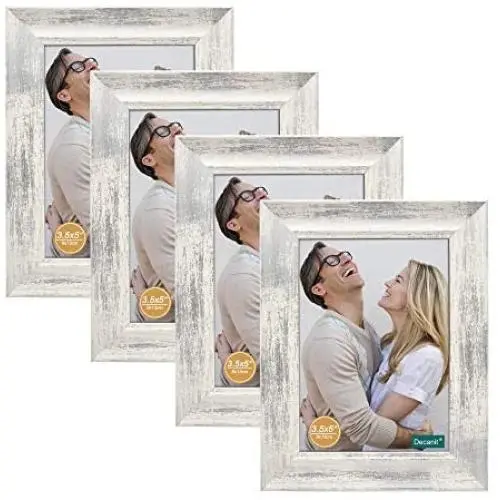 decanit 3.5x5 Picture Frames Rustic Distressed White Wood Pattern High Definition Glass for Table Top Display and Wall Mounting Photo Frame,Pack of 4 decanit 3.5x5 Picture Frames Rustic Distressed White Wood Pattern High Definition Glass for Table Top Display and Wall Mounting Photo Frame,Pack of 4