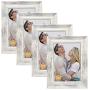 decanit 3.5x5 Picture Frames Rustic Distressed White Wood Pattern High Definition Glass for Table Top Display and Wall Mounting Photo Frame，Pack of 4