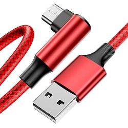 Micro USB Cable 90 Degree Right Angle [3 Pack / 10FT] Fast Charging Cable Quick Charger, CTREEY High Speed Android Charging Cords for Galaxy S7 S6 J8 J7 Note 5,Kindle,LG,PS4,Camera (Red)