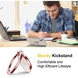 Humixx Phone Ring Holder, Stainless Steel Cell Phone Finger Stand, 360° Rotation Thin Universal Kickstand, Magnetic Car Mount for iPhone XR/XS Max, Samsung S10, Huawei P30 - Rose Gold