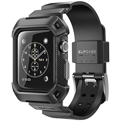 SUPCASE [Unicorn Beetle Pro] Case for Apple Watch 3, Rugged Protective Case with Strap Bands for Apple Watch Series 3 2017 Edition [42mm, Compatible with Apple Watch 42mm 2015 2016 ] (Black)