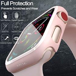 PZOZ Compatible Apple Watch Series 3 / Series 2 Case with Screen Protector 38mm Accessories Slim Guard Thin Bumper Full Coverage Matte Hard Cover Defense Edge for Women Men New Gen GPS iWatch (Pink)