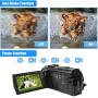 Video Camera Camcorder with Microphone, VideoSky 42MP HD 1080P 30FPS Digital Recording Camcorders for YouTube 64 GB Memory Card Vlogging IR Night Webcam Time-Lapse Slow Motion,Touch Screen, Lens Hood