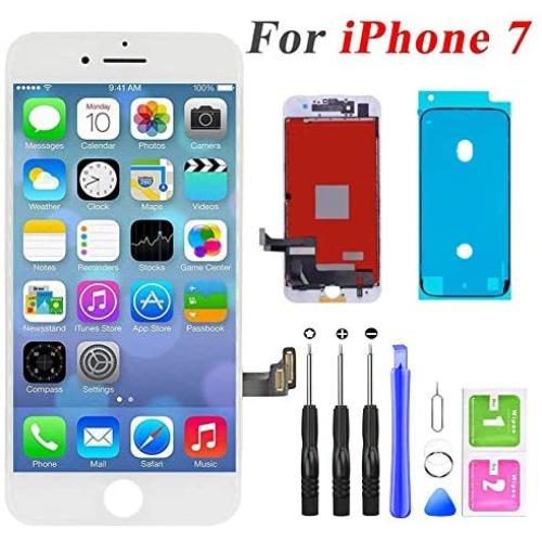 Screen Replacement for iPhone 7 4.7", LCD Touch Display Screen Digitizer Frame Assembly Replacement with Repair Tool Set (White)
