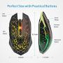 Q8 Wireless Gaming Computer Mouse, 2.4GHz USB Optical Rechargeable Ergonomic LED Wireless Silent Mouse, 3 Adjustable DPI, 6 Buttons, Compatible with PC, Laptop, Notebook, Desktop (Black)