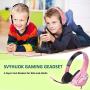 SVYHUOK Pink Gaming Headset for Girl, Women, Kids, PC, PS4, New Xbox One, Foldable On-Ear Headphone with Detachable Mic, Stereo 30MM Speaker Driver Unit Gift for Children, Teenager, Younger