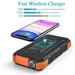 Solar Charger 24000mAh Tranmix 18W Power Bank, QC 3.0 Portable Wireless Charger with 4 Outputs Waterproof Phone Charger for Most Phones, Tablets and Laptops