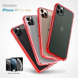 Mkeke Compatible with iPhone 11 Pro Max Case, Clear iPhone 11 Pro Max Cover Shock Absorption Phone Cases 6.5 inch-Red