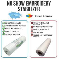 [15”x120 Yards] No Show Mesh Stabilizer for Embroidery (White) Free Pen & Snip, Permanent No-Show Poly Mesh Backing for Machine Embroidery, Hand Sewing, Hoop and Stitch, Translucent Nylon Spun