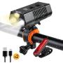 Rechargeable Front and Rear Bike Lights Set,IPX6 Waterproof Super Bright Led Front Headlight and Cob Flash back Taillight,1800 Lumens-4000 mAh for Men Women Kids Road Mountain(2 USB Cables Included)
