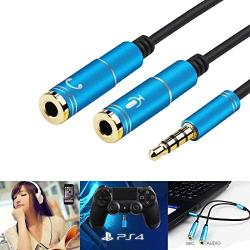 Headset Adapter Y Splitter 3.5mm Jack Cable with Separate Mic and Audio Headphone Connector Mutual Convertors for Gaming Headset, PS4, Xbox One, Notebook, Mobile Phone and Tablet 30CM/12 Inch