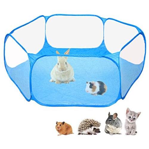 Amakunft Small Animals C&C Cage Tent, Breathable & Transparent Pet Playpen Pop Open Outdoor/Indoor Exercise Fence, Portable Yard Fence for Guinea Pig, Rabbits, Hamster, Chinchillas and Hedgehogs